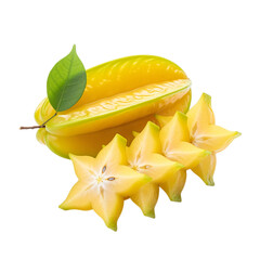 Fototapeta premium Juicy Star Fruit: Sliced and Whole isolated on transparent background