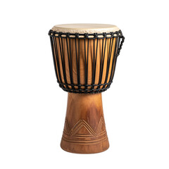 Wooden Djembe Drum: African Percussion Instrument isolated on transparent background