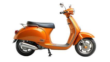Orange vintage scooter isolated on transparent background