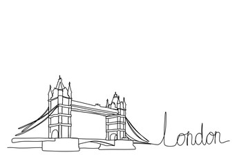 Obraz premium Tower Bridge in London. One line drawing animation. Video clip with alpha channel.