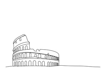 Coliseum in Rome. One line drawing animation. Video clip with alpha channel.