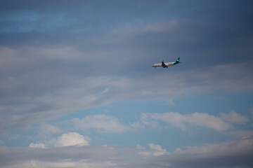 A passenger plane approaches Pula Airport for landing