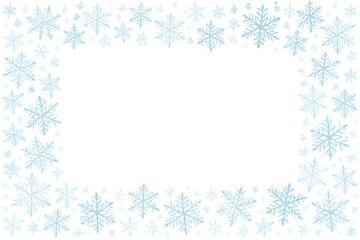 Light blue snowflake frame design featuring simple winter pattern for holiday season decoration and festive card background concept of winter decor, christmas, seasonal celebration