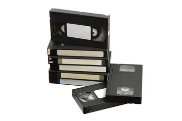 Pile of old VHS cassettes symbolizing vintage home media