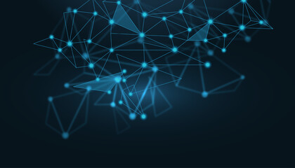 Low Poly Background on Dark Blue Gradient. Modern, Geometric, and Minimalist Abstract Design for Digital Art, 3D Modeling, Wallpapers, and Futuristic Graphic