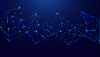 Low Poly Background on Dark Blue Gradient. Modern, Geometric, and Minimalist Abstract Design for Digital Art, 3D Modeling, Wallpapers, and Futuristic Graphic