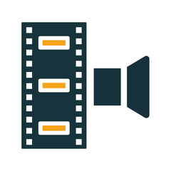 Film reel with video camera illustration