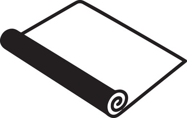 Black rolled material on white background paper