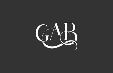 Initial GAB letter logo design. Elegant Monogram Logo Design with Decorative Elements and Typography