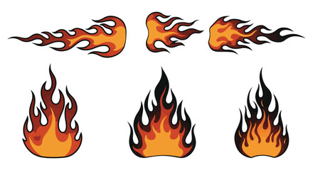 Collection of Cartoon Flames and Fire Designs for Graphic Elements