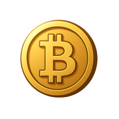 Brown golden Bitcoin coin icon, isolated PNG