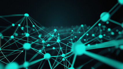 Abstract glowing network of interconnected nodes and lines in deep space