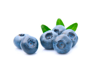 Sweet blueberries with leaves