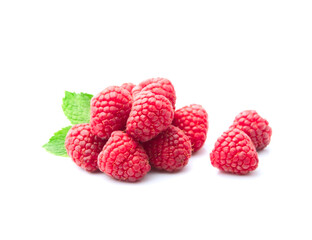 Sweet raspberry with mint leaves