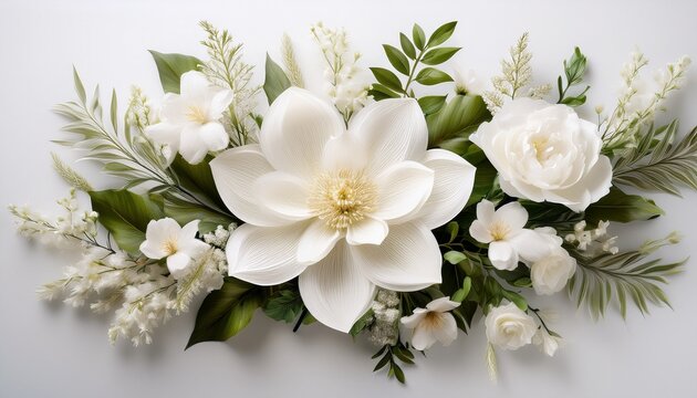 elegant white flower arrangement against a pristine light background for artistic visual appeal