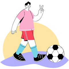 Flat Illustration of boy with soccer ball