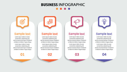 Business infographic template with 4 options or steps. Can be used for workflow layout, diagram, annual report, web design	
