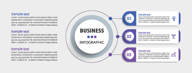 Business infographic template with 3 options or steps	