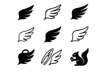 Fototapeta premium Assorted Black and White Wing Icons