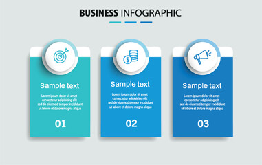 Business infographic template with 3 options or steps	