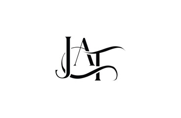 Initial JAT letter logo design. Elegant Monogram Logo Design with Decorative Elements and Typography