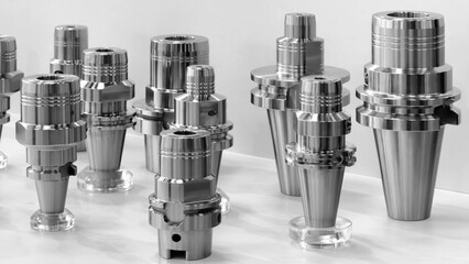 Industrial metalworking concept, milling cutter, metal cutter close up CNC cutters for metal....