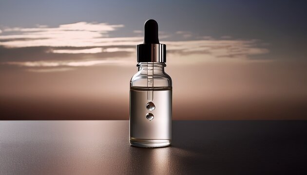mandelic acid serum serum of clarity isolated background copyspace seemingly barren bottle with solitary drop of liquid symbolizes pursuit of clarity in lifes journey