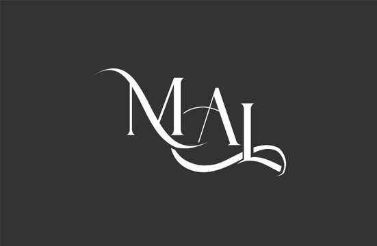 Initial MAL letter logo design. Elegant Monogram Logo Design with Decorative Elements and Typography