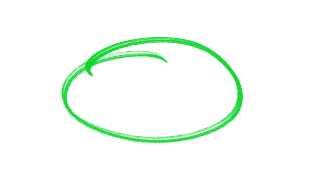 Hand-drawing oval frame green circle doodle grunge circle highlights animation, marker with transparent background. Circle Round highlight animation with alpha channel