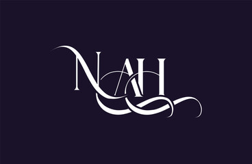 Initial NAH letter logo design. Elegant Monogram Logo Design with Decorative Elements and Typography