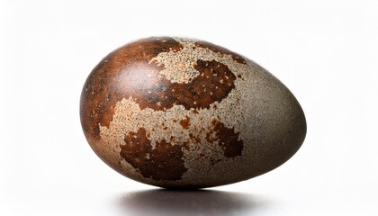 a whole duck egg with a brown speckled shell