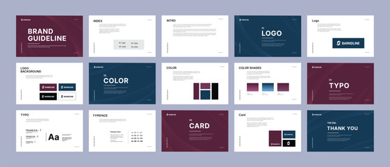 Brand Guidelines Template &ndash; Modern Landscape Identity Presentation, Logo Strategy Guide Book Layout, Business Identity Design for Corporate, Medical, Industrial, and Creative Agencies