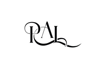 Initial PAL letter logo design. Elegant Monogram Logo Design with Decorative Elements and Typography