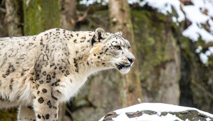 Generated image Elusive Snow Leopard, Winter Mountain Wildlife Habitat
