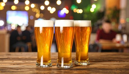 Generated image Craft Beer Pints, Pub Bar Counter Refreshment Drinks

