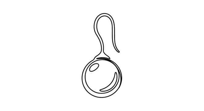 Simple line drawing of a pendant earring with hook design  