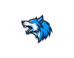 Blue wolf head graphic