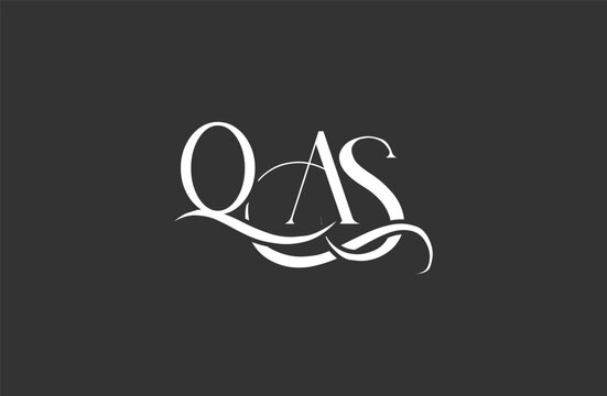 Initial QAS letter logo design. Elegant Monogram Logo Design with Decorative Elements and Typography