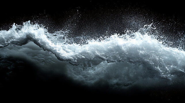 Dramatic Breaking Wave Isolated on Black Background