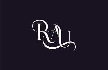 Initial RAU letter logo design. Elegant Monogram Logo Design with Decorative Elements and Typography