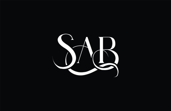 Initial SAB letter logo design. Elegant Monogram Logo Design with Decorative Elements and Typography