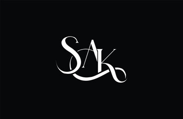 Initial SAK letter logo design. Elegant Monogram Logo Design with Decorative Elements and Typography