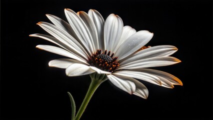 White Daisy Flower with One Burnt Petal on Soft Background