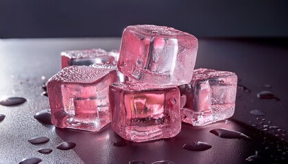 pink ice cubes on the table