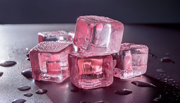 pink ice cubes on the table