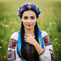 Fototapeta premium A beautiful Ukrainian woman in traditional clothing