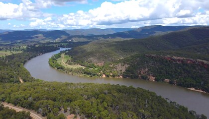 High-angle view of a meandering river