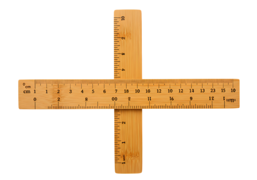 Wooden Cross-Shaped Ruler: A Detailed View on white background