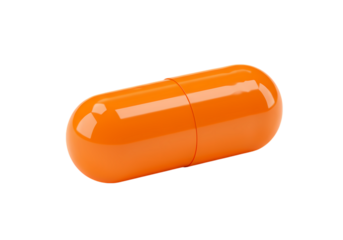 Orange Capsule Pill: Medicine, Pharmacy, Healthcare on white background