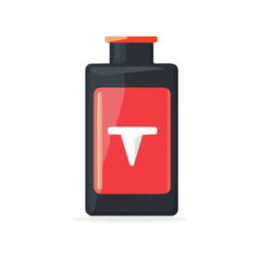 Flat 2D vector illustration of a battery, minimal style with modern design elements, isolated on a white background, EPS format.